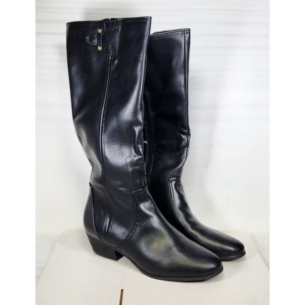 Dr Scholls Brilliance Riding Boot Womens Size 11 Black Faux Leather Tall Zip